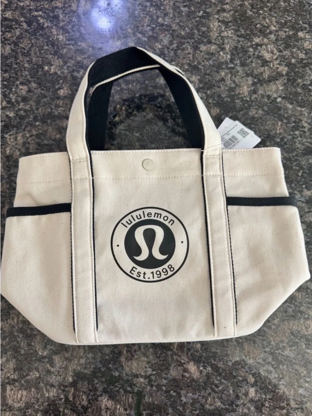 lululemon athletica Cream Canvas Tote with Black Trim